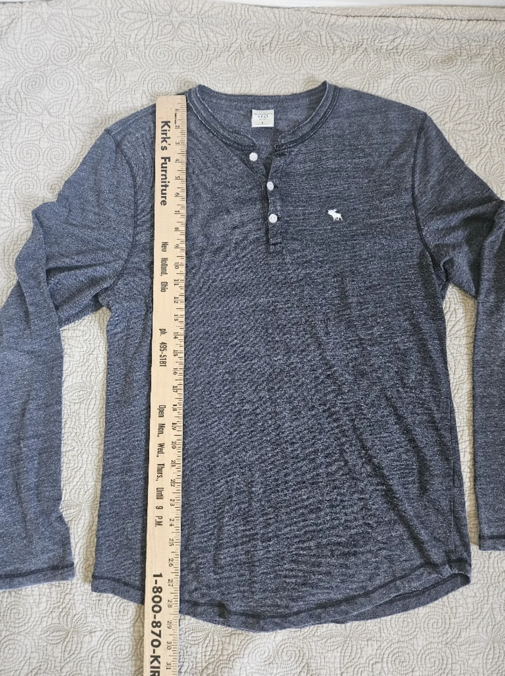 Abercrombie & Fitch Men's Long Sleeve Shirt, Grey, Size Large - Picture 4 of 6